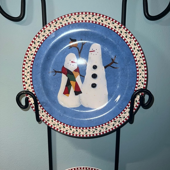 ⛄️Debbie Mumm Sakura Snowman Salad/Dessert Plates Set of 4 - Picture 2 of 7